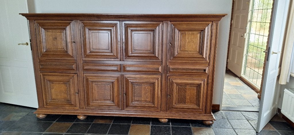 Grote eiken kast - 8 deuren - 4 laden klassiek, Ophalen