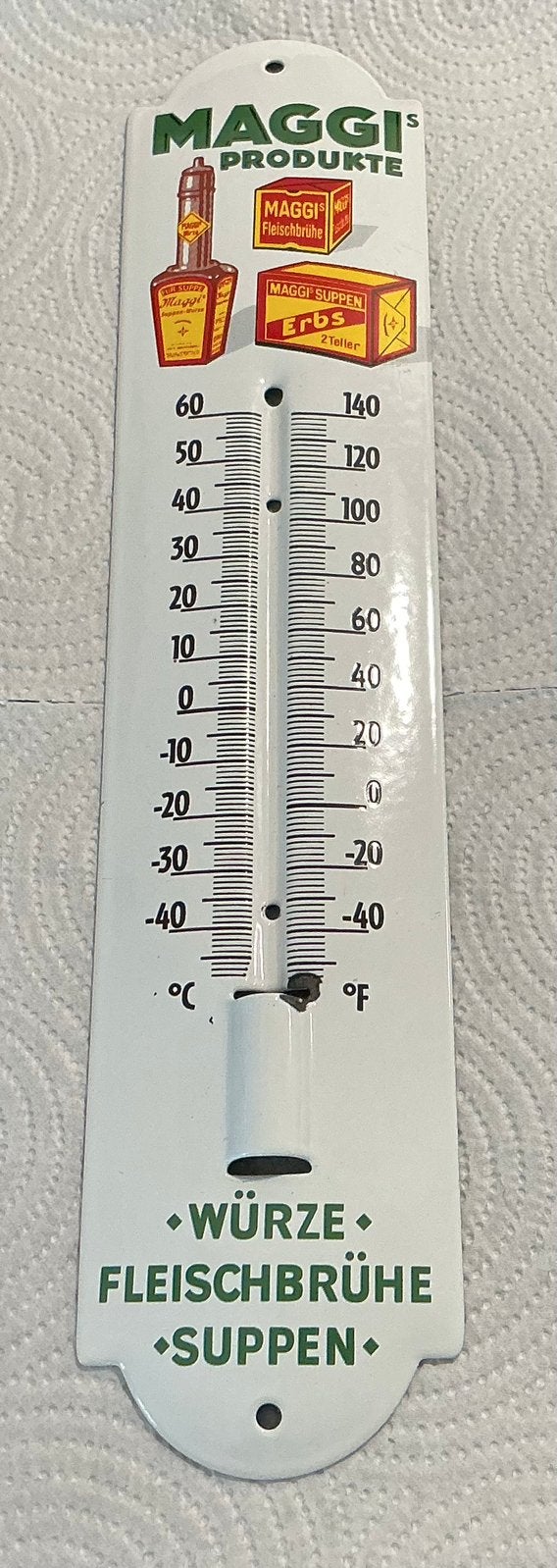 Emaille thermometer  bordje MAGGI  zonder buisje, Huis en Inrichting, Ophalen of Verzenden, Gebruikt