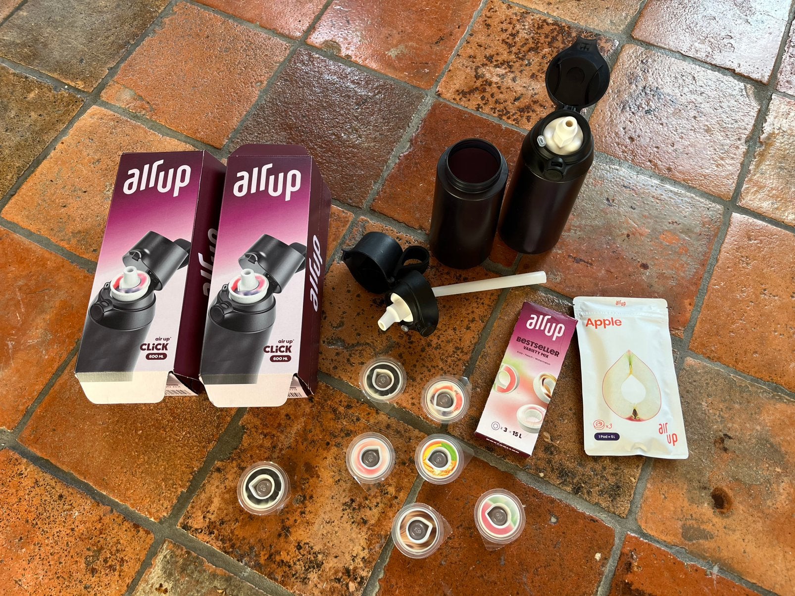 Air Up Click 600 ml, 2 flessen + 15 smaakpods, Ophalen of Verzenden, Zo goed als nieuw