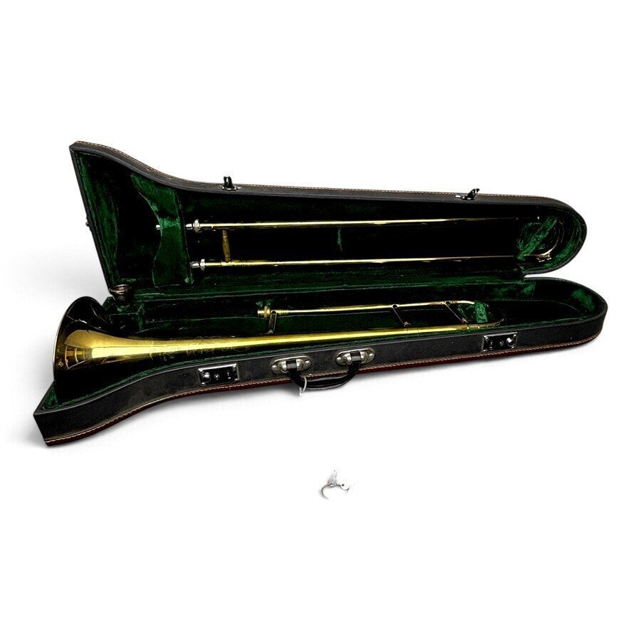 Trombone met opschrift made in China met koffer, Antiek en Kunst, Ophalen of Verzenden