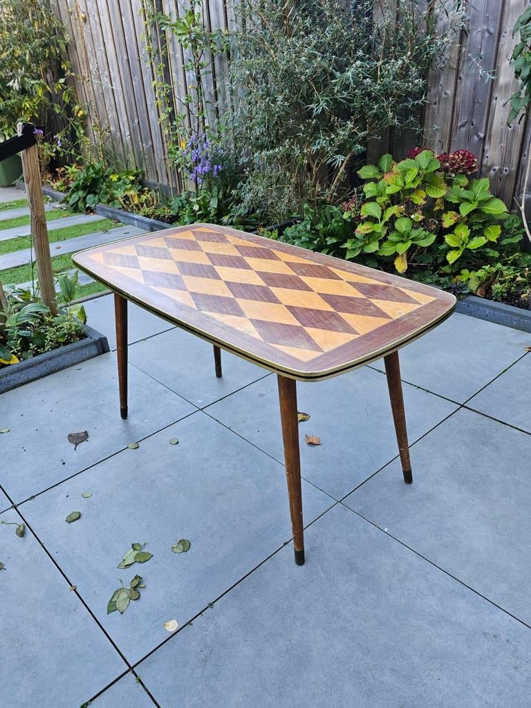 Vintage Salontafel met Ruitpatroon, Ophalen, Gebruikt, 50 tot 100 cm, 50 tot 100 cm
