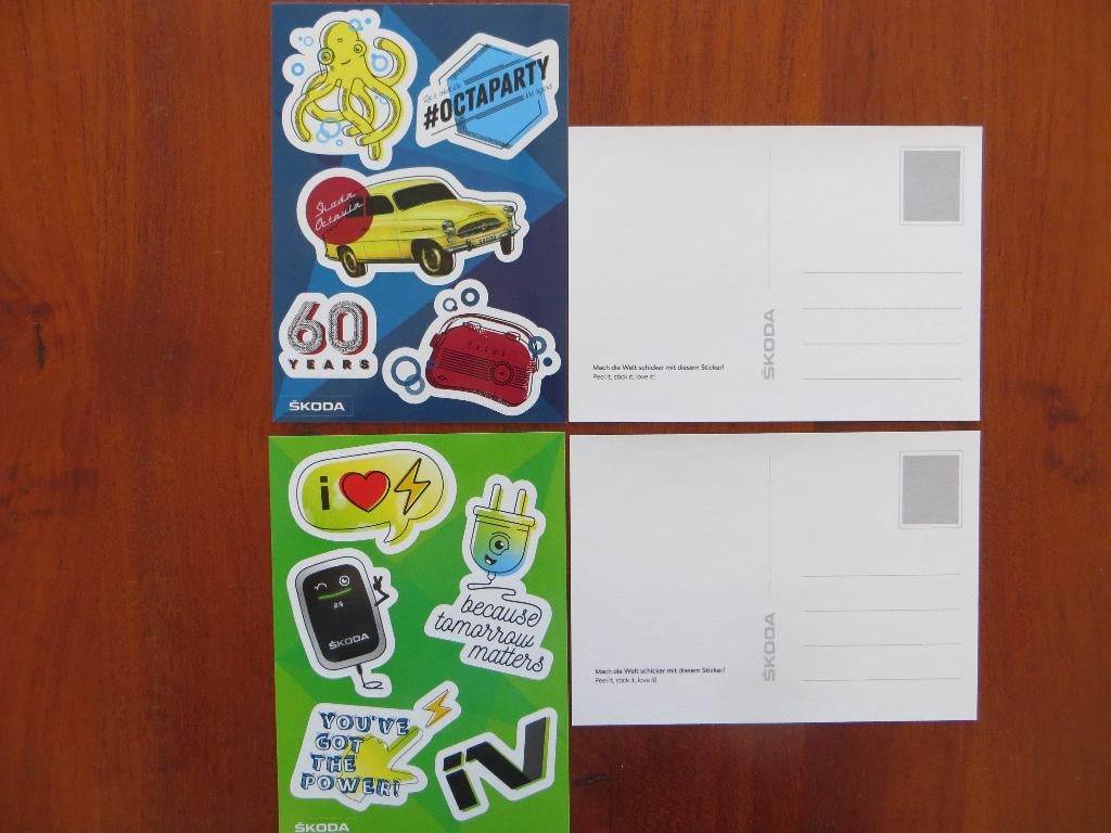 Skoda: ansichtkaarten met stickers, Ophalen of Verzenden, Nieuw, Overige merken