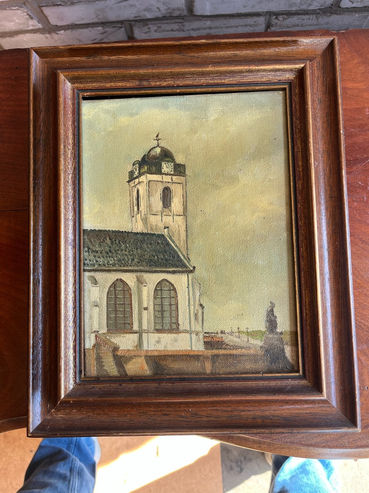 Oud Hollands schilderij andreas kerk uit Katwijk, Doek, Oud hollands, Ophalen of Verzenden, Olieverf
