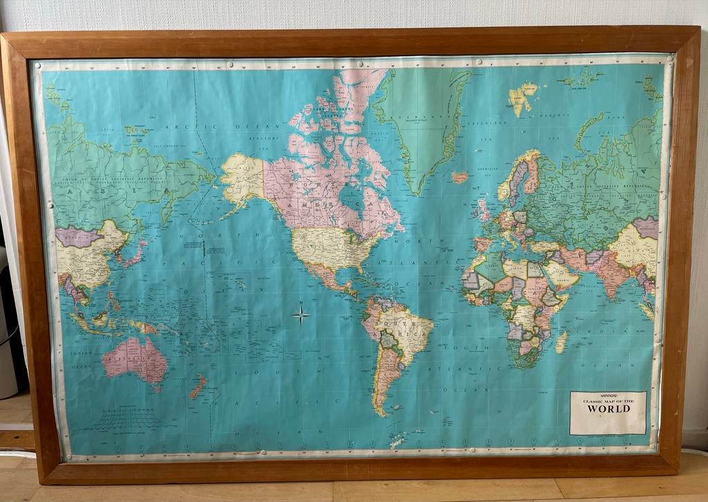 Grote Wereldkaart op Maatlijst met Zachtboard achtergrond, Ophalen, 2000 tot heden, Wereld, Landkaart