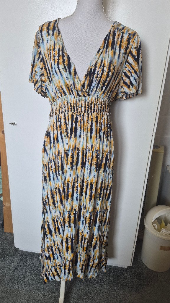 Jurk: Shein XL Katoenen Jurk met Tie-Dye Print, Maat 46/48 (XL) of groter, Ophalen of Verzenden, Zo goed als nieuw, Onder de knie