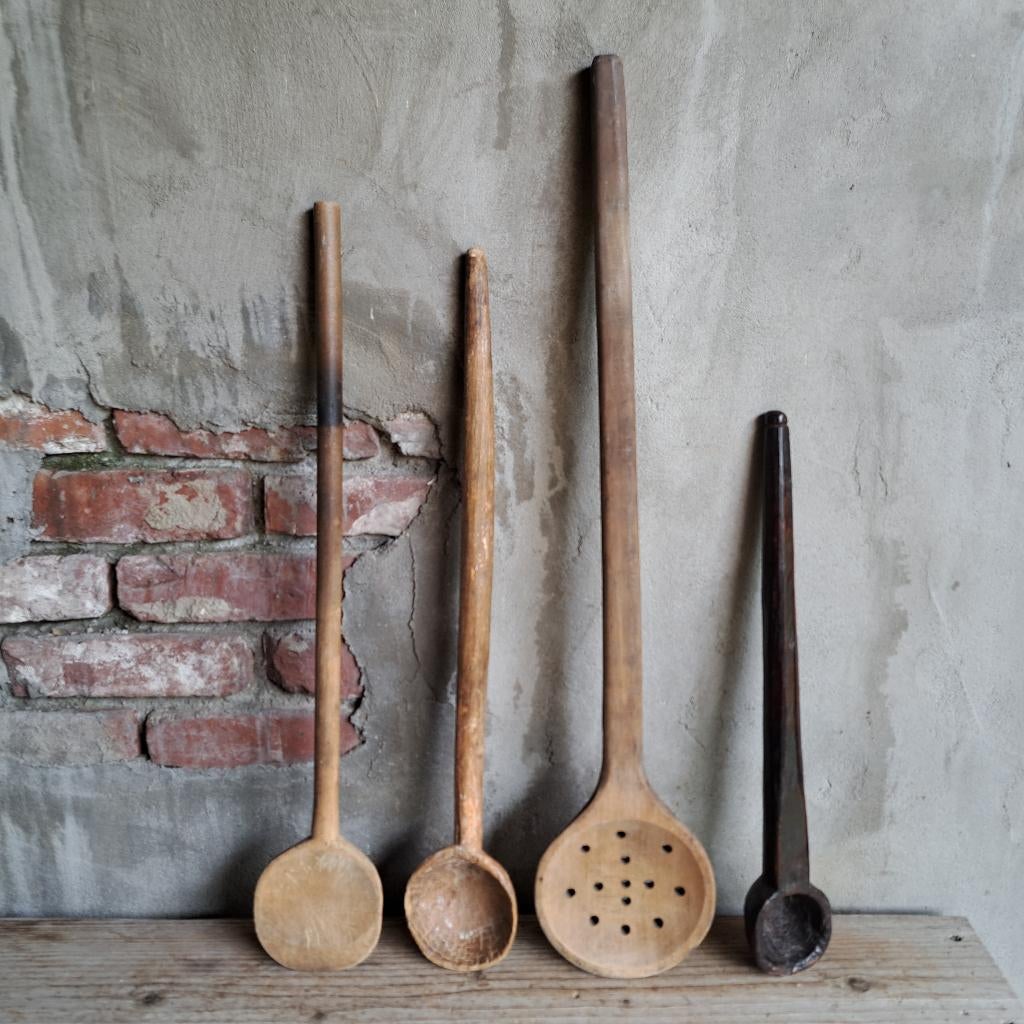Oude brocante landelijke houten lepel spaan karn *Etage3*, Huis en Inrichting, Woonaccessoires | Overige, Gebruikt, ., Ophalen of Verzenden