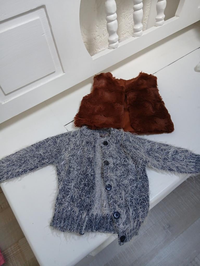 Vestje + bodywarmer maat 68, Kinderen en Baby's, Babykleding | Maat 68, Ophalen of Verzenden, Zo goed als nieuw, Meisje, Truitje of Vestje