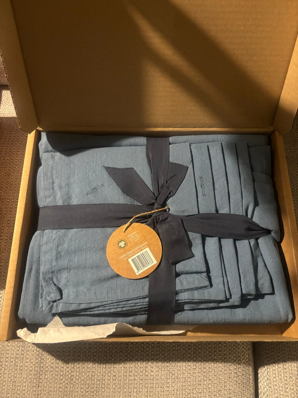 Nieuw Tafellinnen Set - 100% Organisch Katoen, Huis en Inrichting, Blauw, Nieuw, Ophalen of Verzenden, Katoen