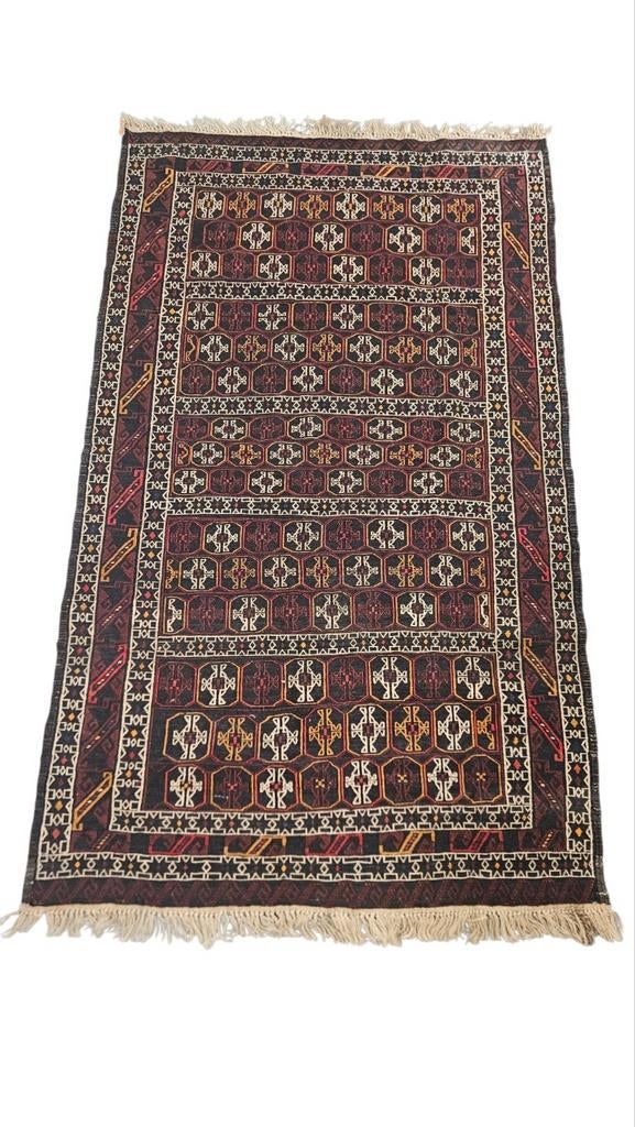 Handgeknoopt Perzisch wol Beloutch Afghan 115x190cm, Vintage, Etnisch, Traditioneel, 100 tot 150 cm, Onbekend, Ophalen of Verzenden
