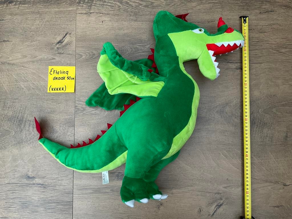 Nieuwe zgan grote draak Efteling Elliot pluche 50 cm, Ophalen, Nieuw, Beeldje of Poppetje