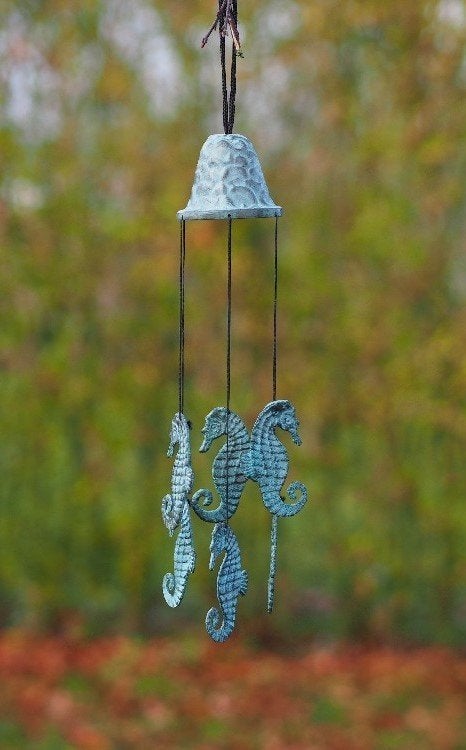 windgong / brons / ZEEPAARD, Tuin en Terras, Tuinwanddecoratie, Huis en tuin decoratie Marie, Nieuw, Info@huisentuindecoratiemarie.nl
