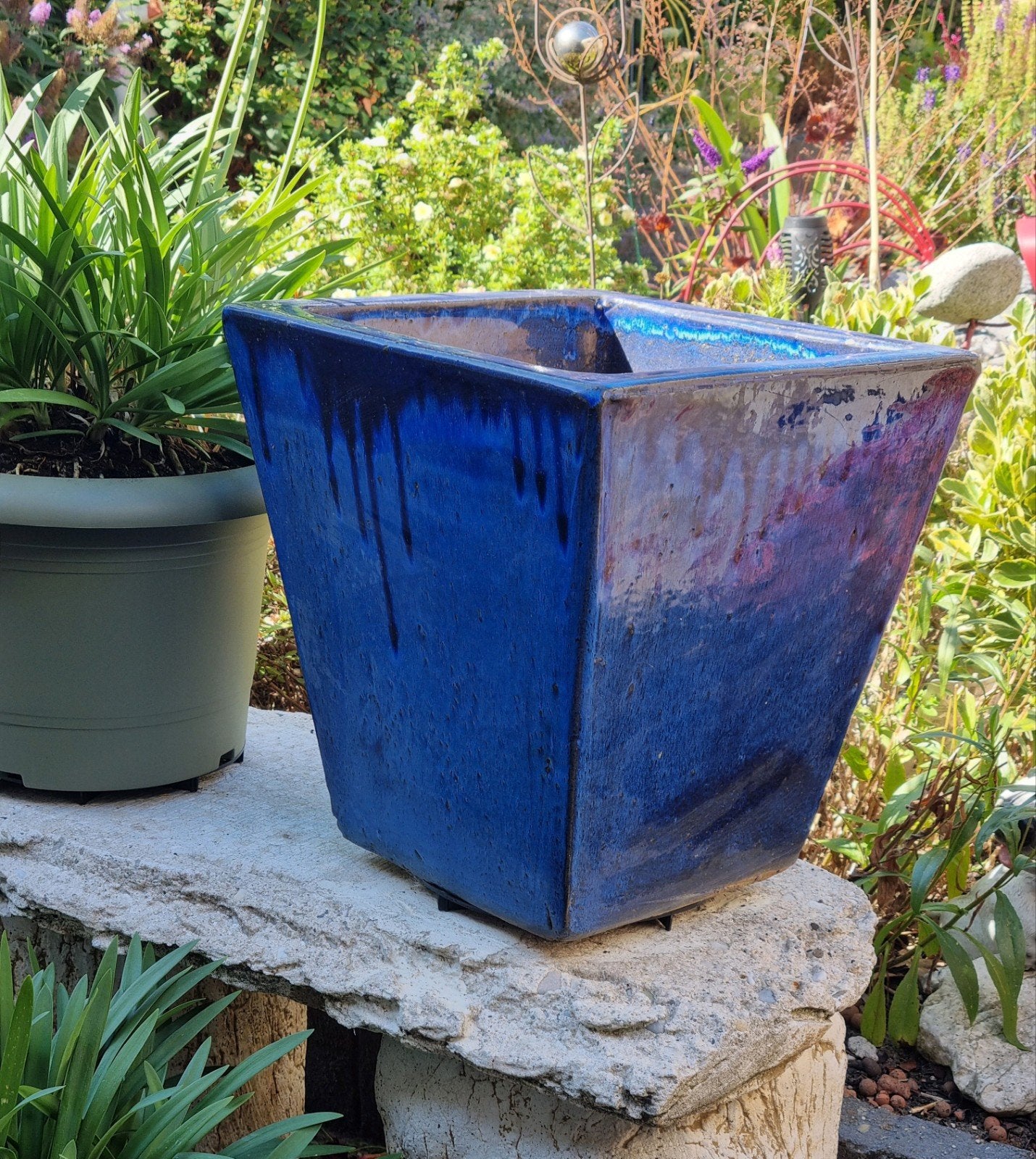 royale,  30 cm, vierkante plantenbak  BLAUW, Rond, Minder dan 40 cm, Aardewerk, Ophalen