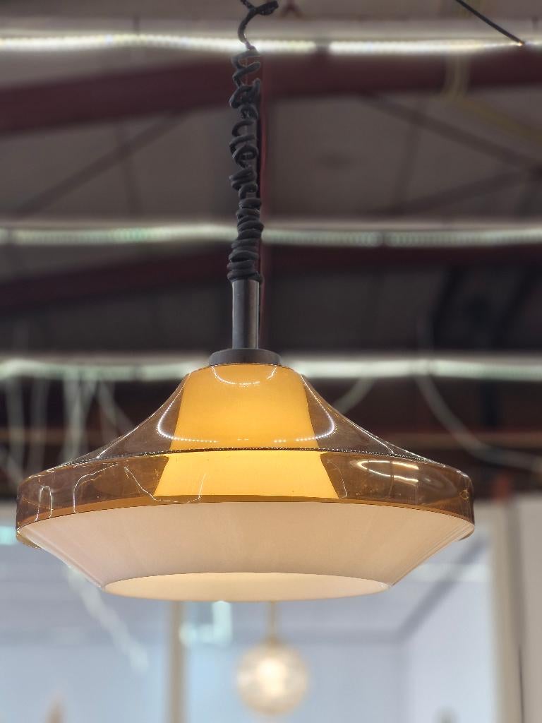 Vintage space age hanglamp jaren 70, Huis en Inrichting, Ophalen, Kunststof, Gebruikt, .