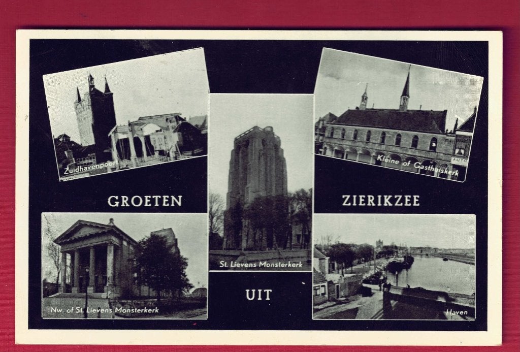 Zierikzee - 5-luik - o.a. Gasthuiskerk - 1971 (pst. Burgh), Ophalen of Verzenden, 1960 tot 1980, Gelopen, Zeeland