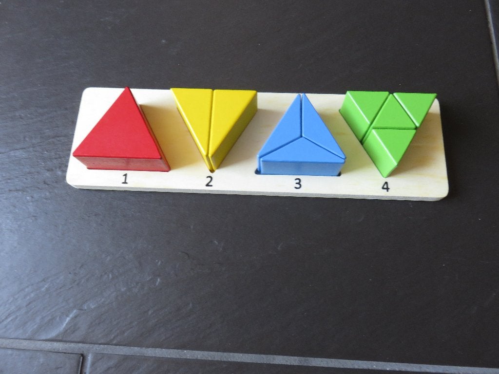Houten geometrische puzzel, driehoeken, montessori, 11 delig, Ophalen of Verzenden, Gebruikt