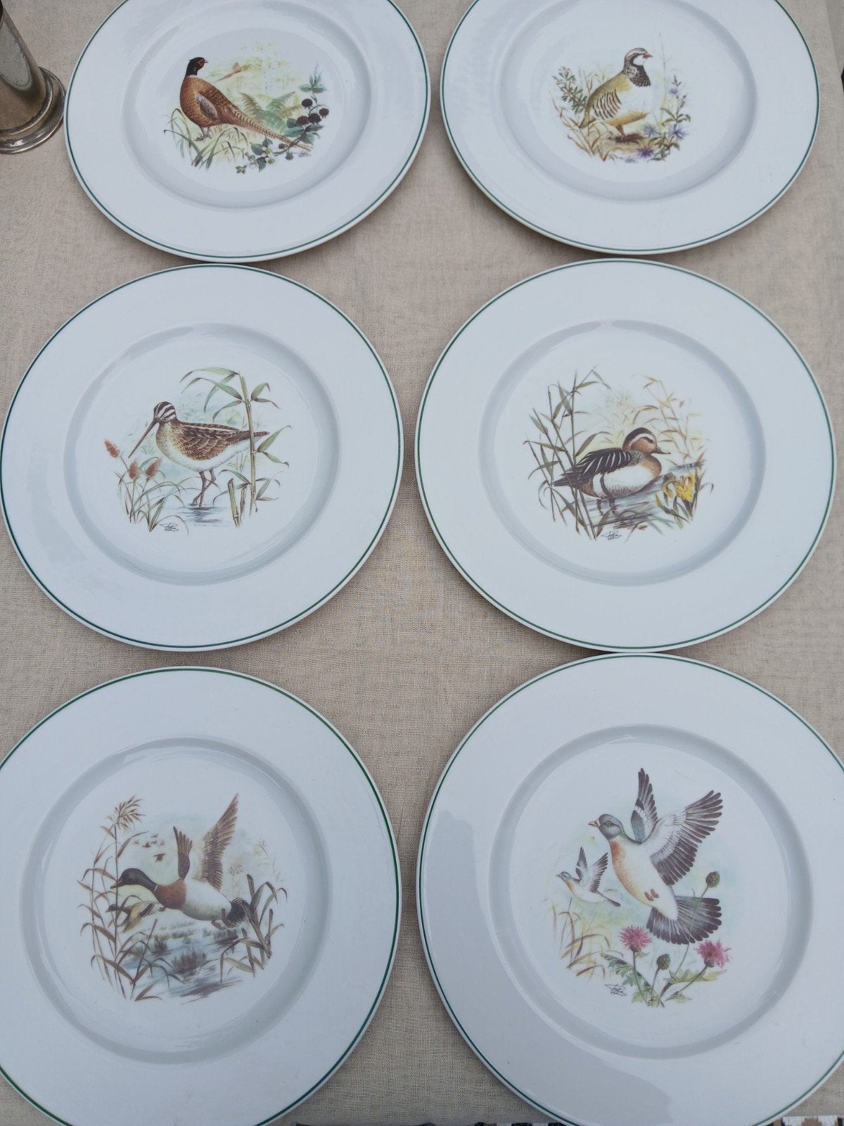 6 Porcelaine de Limoges borden met watervogels, Ophalen of Verzenden