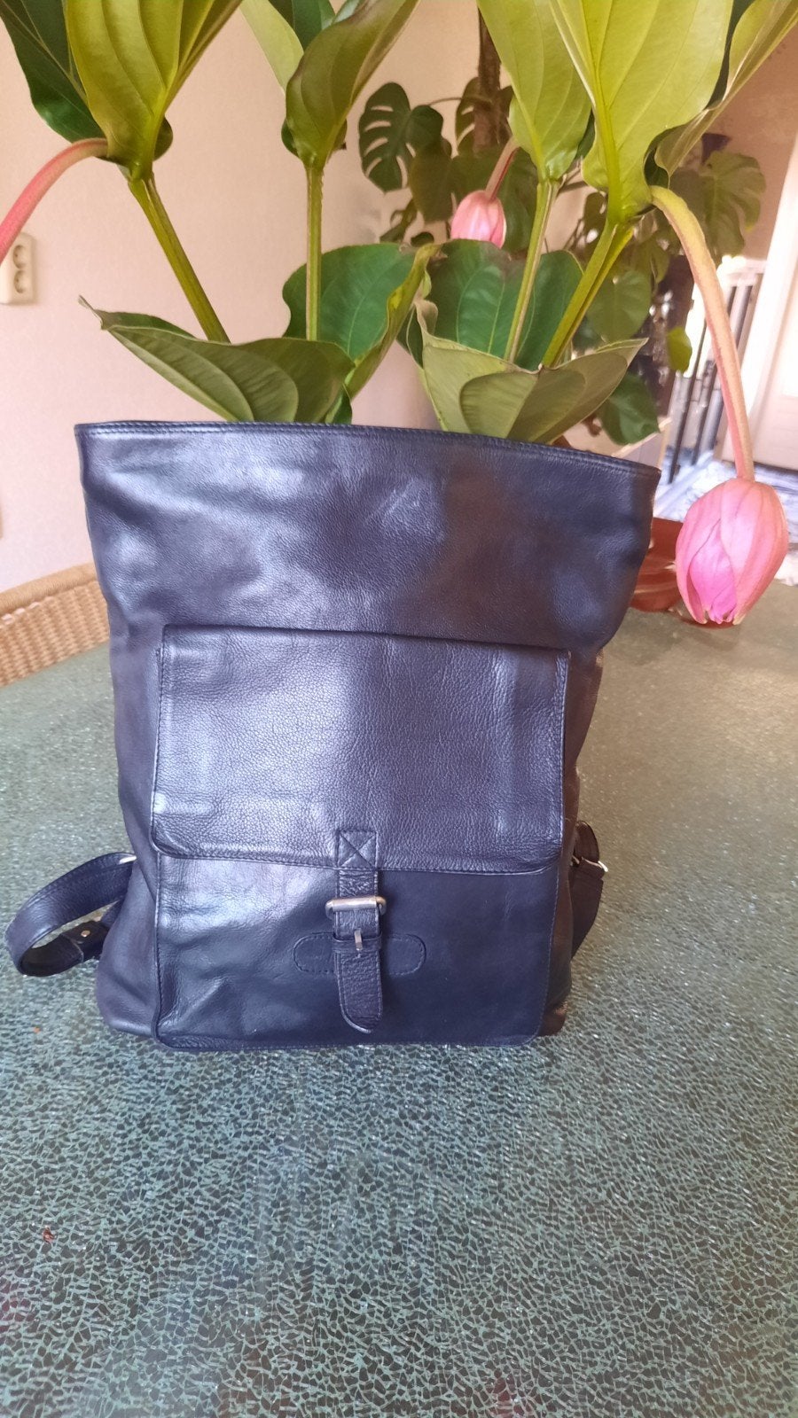 Nog zeer mooie saccoo leren rugtas, Ophalen of Verzenden, Zo goed als nieuw, Overige merken, 30 tot 45 cm