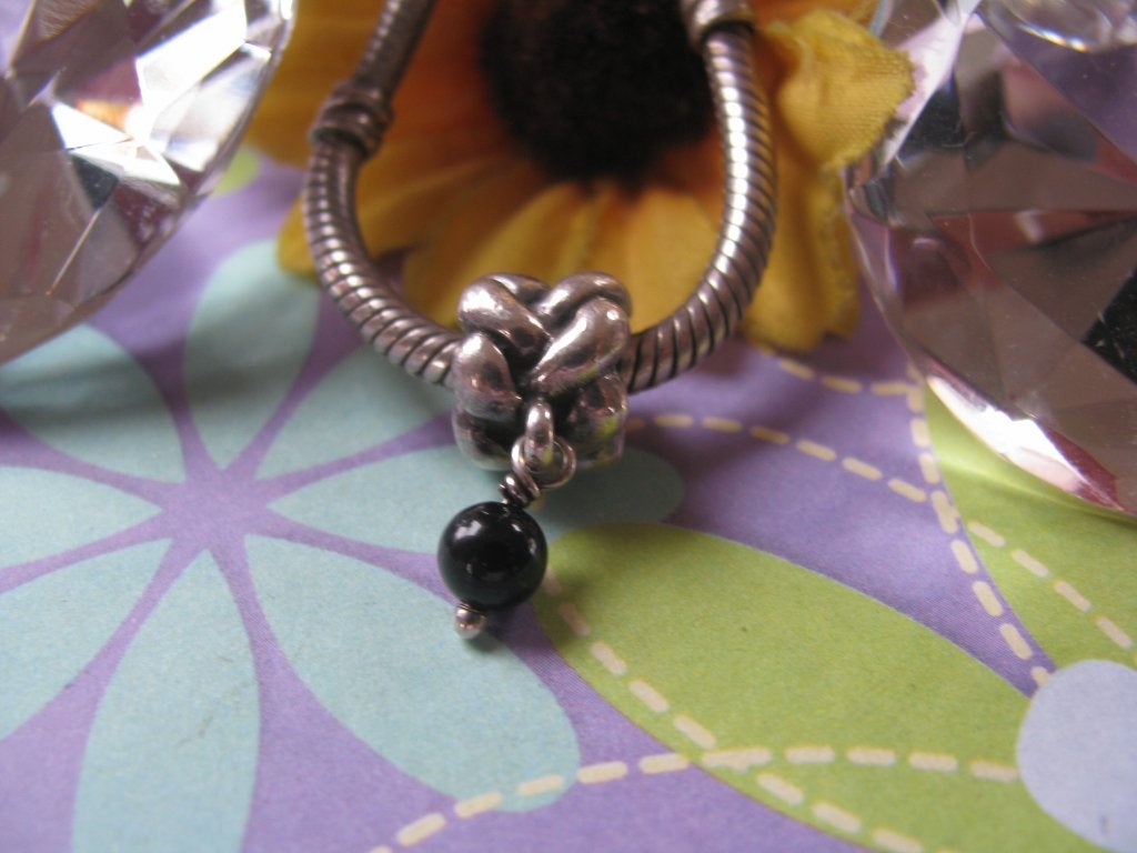 Pandora bedel 790388O = DANGLE vlecht + ONIX # ONYX, Pandora, Ophalen of Verzenden, Zo goed als nieuw, 1 bedel