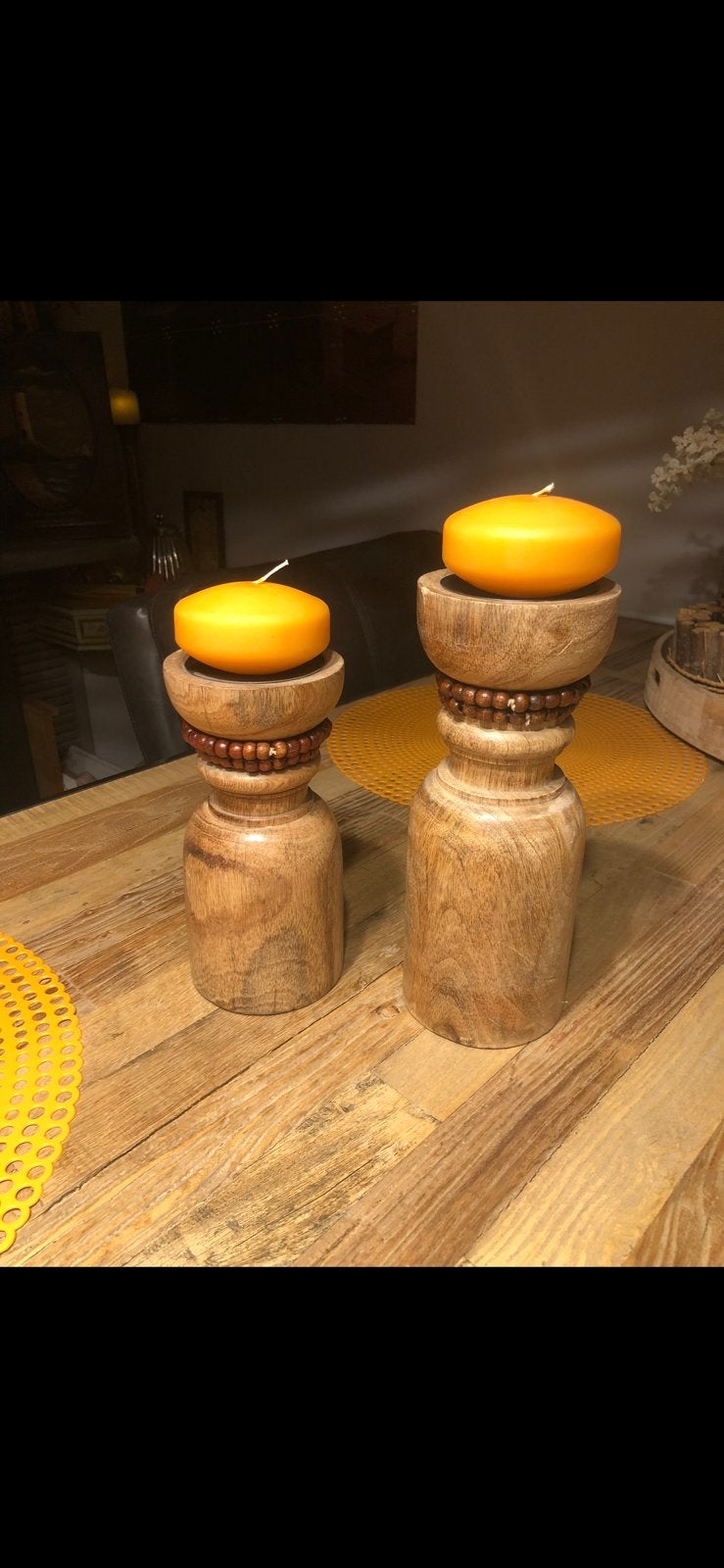Kandelaars hout, Ophalen of Verzenden, Zo goed als nieuw, Hout