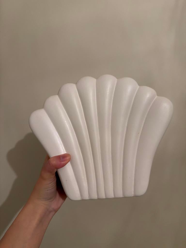 Witte Schelp Vaas - Decoratieve Keramische Vaas, Ophalen, Gebruikt, Wit