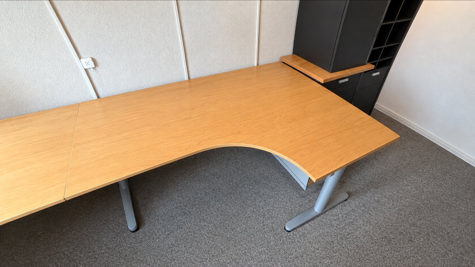 Ruim hoekbureau Ikea Galant, licht houtkleur, Ophalen, 160 cm, Gebruikt, Hout