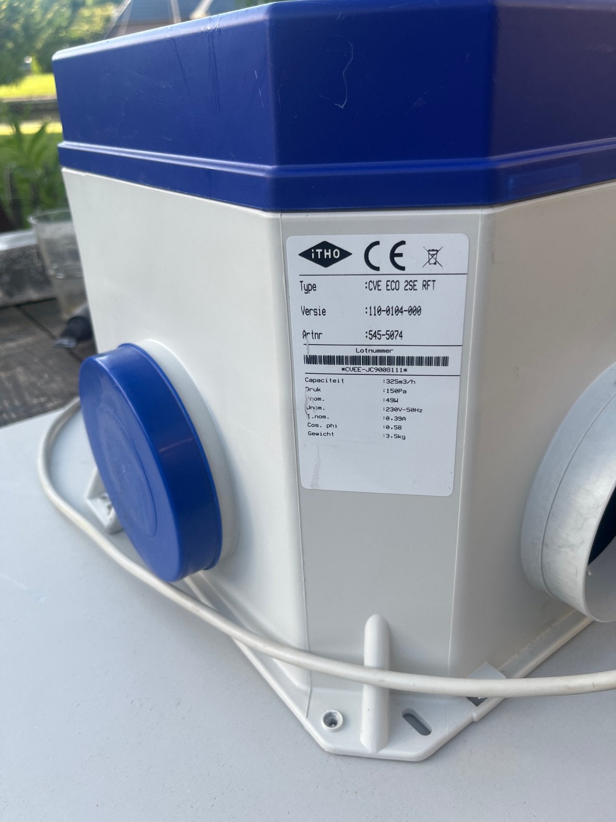 Itho Daalderop CVE ECO 2SE RFT Mechanische Ventilatiebox, Doe-het-zelf en Verbouw, Ventilatie en Afzuiging, Ophalen of Verzenden
