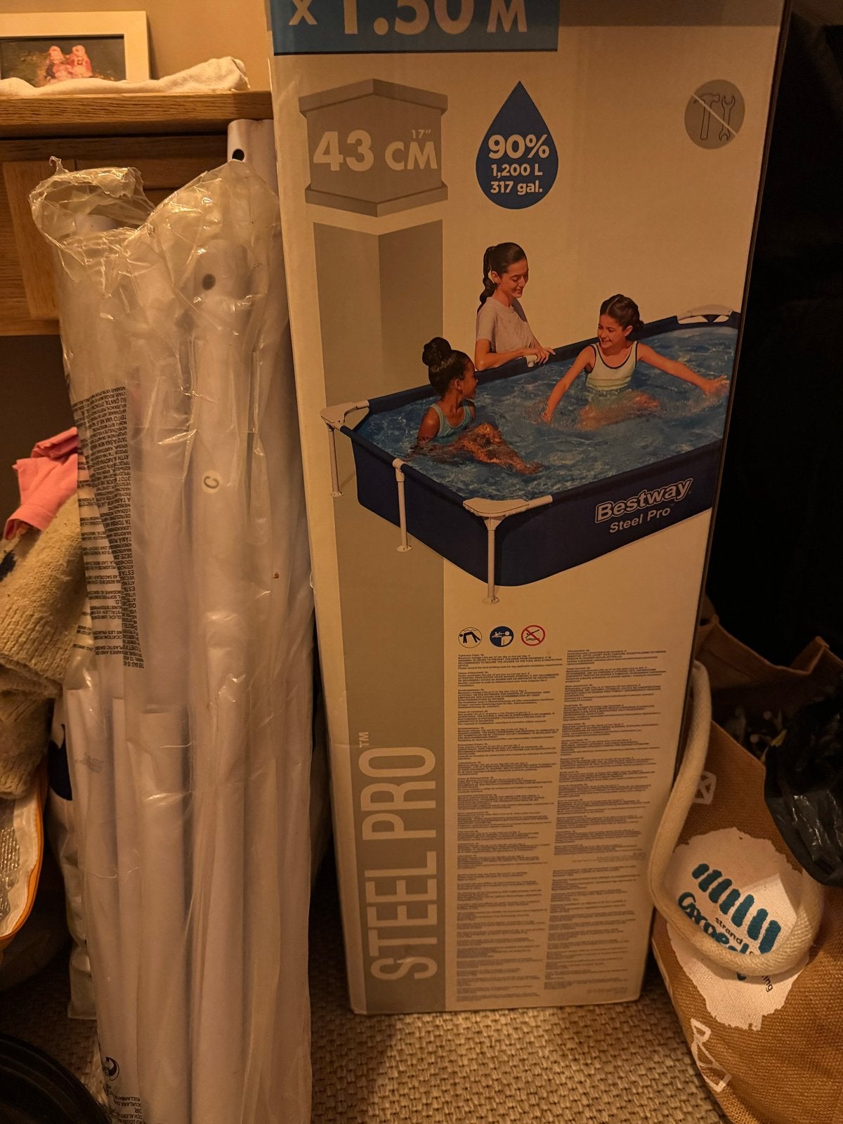 Bestway Steel Pro Opzetzwembad - 43 cm hoog, Ophalen, Gebruikt, Minder dan 80 cm, Vierkant
