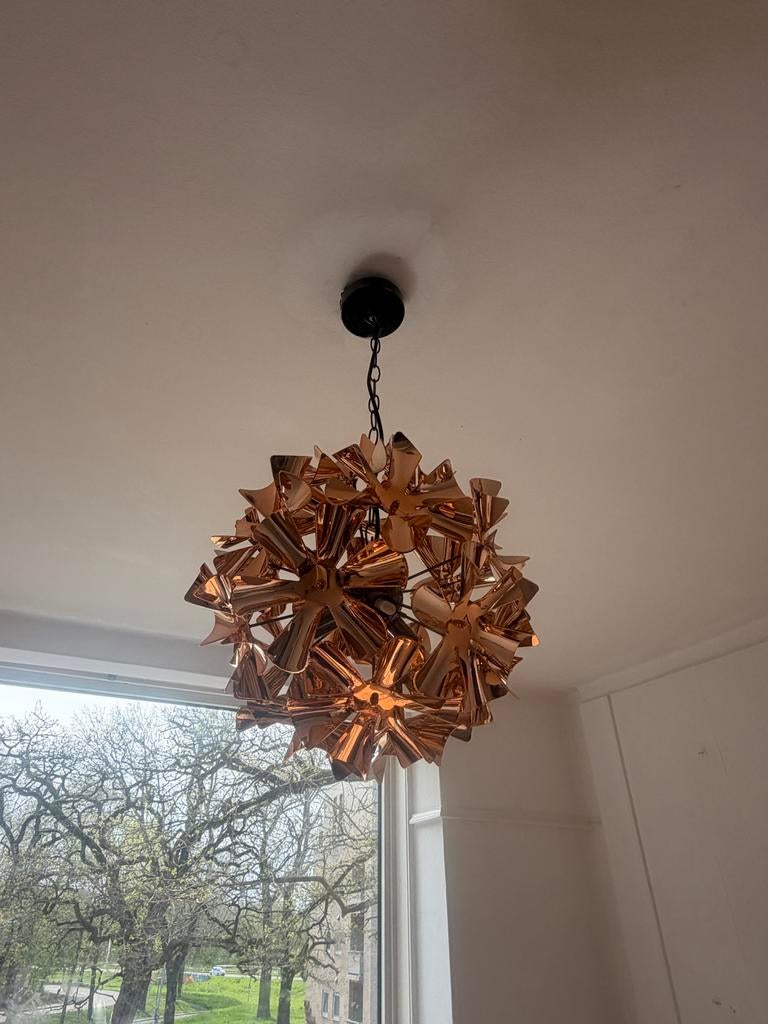 Twee Rosé Koperen Hanglampen - Modern Design, Ophalen of Verzenden, Zo goed als nieuw, Metaal