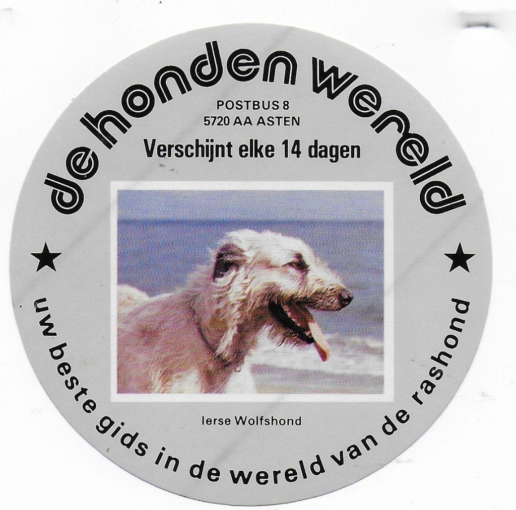 So329 sticker hondenwereld Ierse wolfshond, Ophalen of Verzenden, Zo goed als nieuw