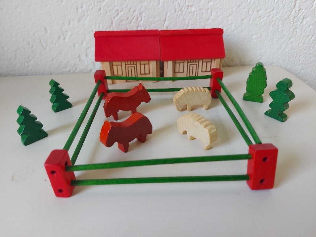 Vintage houten miniatuur boerderij, Ophalen of Verzenden, Zo goed als nieuw