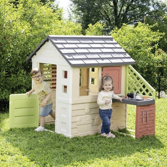 Smoby S.Life Nature speelhuisje met buitenkeuken nu €129.95, Ophalen of Verzenden, Nieuw