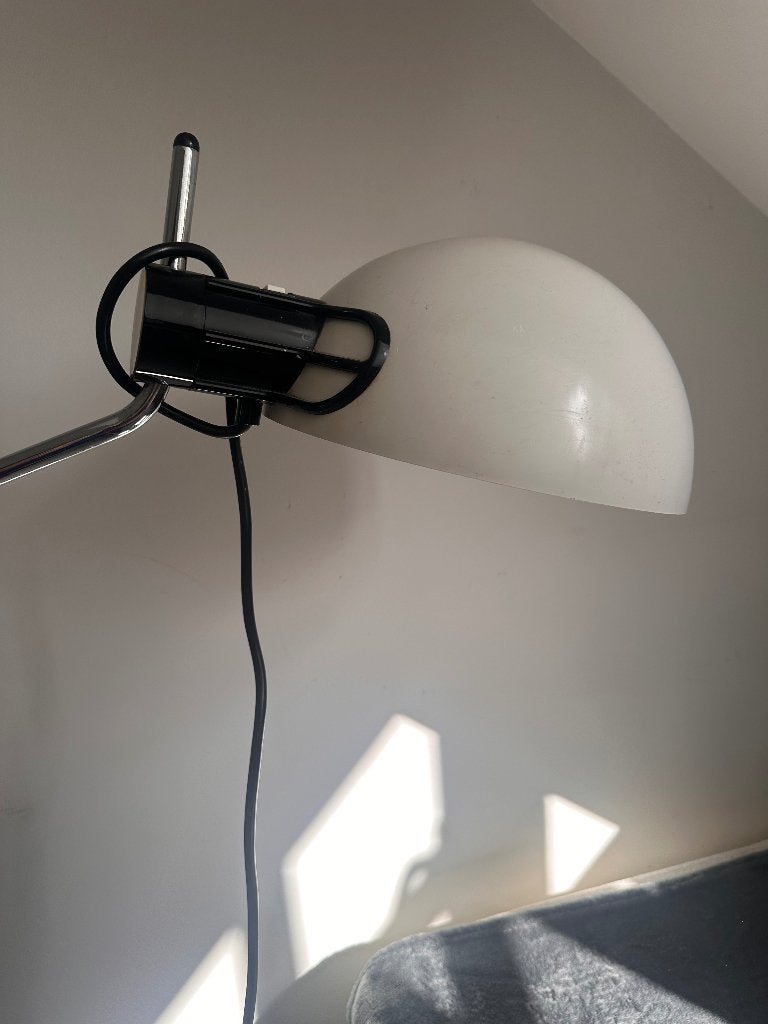Verstelbare vintage bureaulamp – chroom, zwart en wit, Ophalen, Bureaulamp, Vintage, Wit
