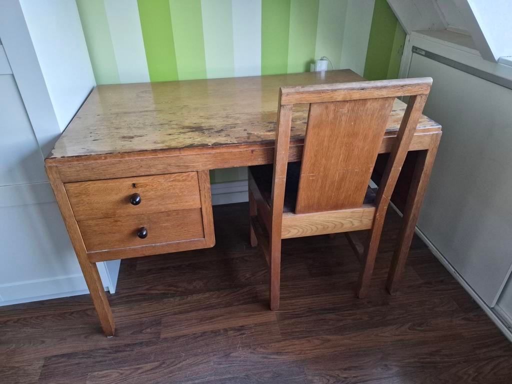 Vintage PTT bureau + stoel Haagse School - W. Penaat ontwerp, Ophalen