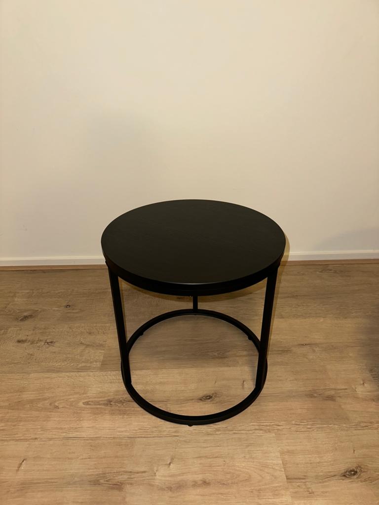 Zwarte houte salontafel met bijzettafel 60&40 cm, Huis en Inrichting, Ophalen, Zo goed als nieuw, Rechthoekig, Minder dan 55 cm