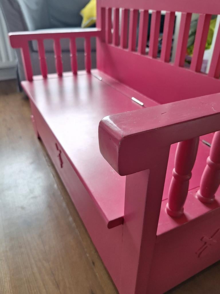 Lief roze houten bankje met opbergruimte, Gebruikt, Overige kleuren, Ophalen of Verzenden, Eén