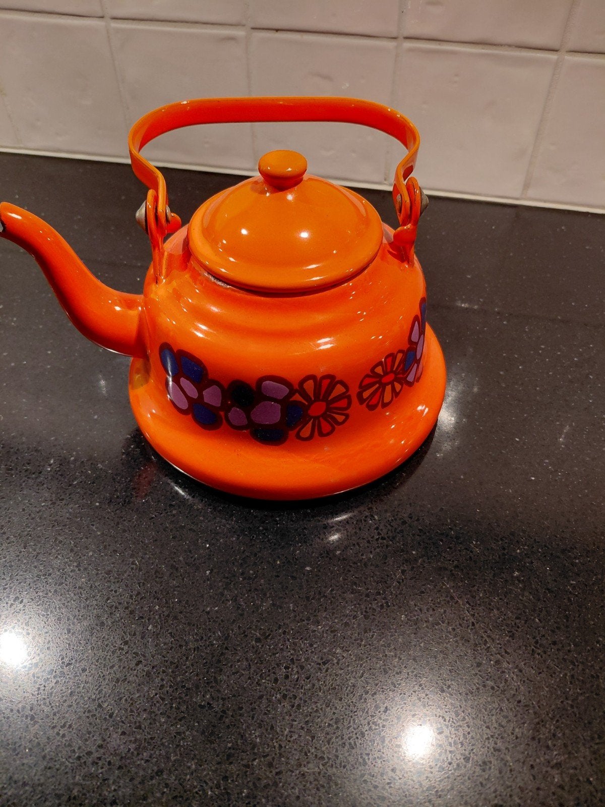 Vintage zeldzaam Emaille waterketeltje Diane patroon, Ophalen of Verzenden, Gebruikt, Overige materialen