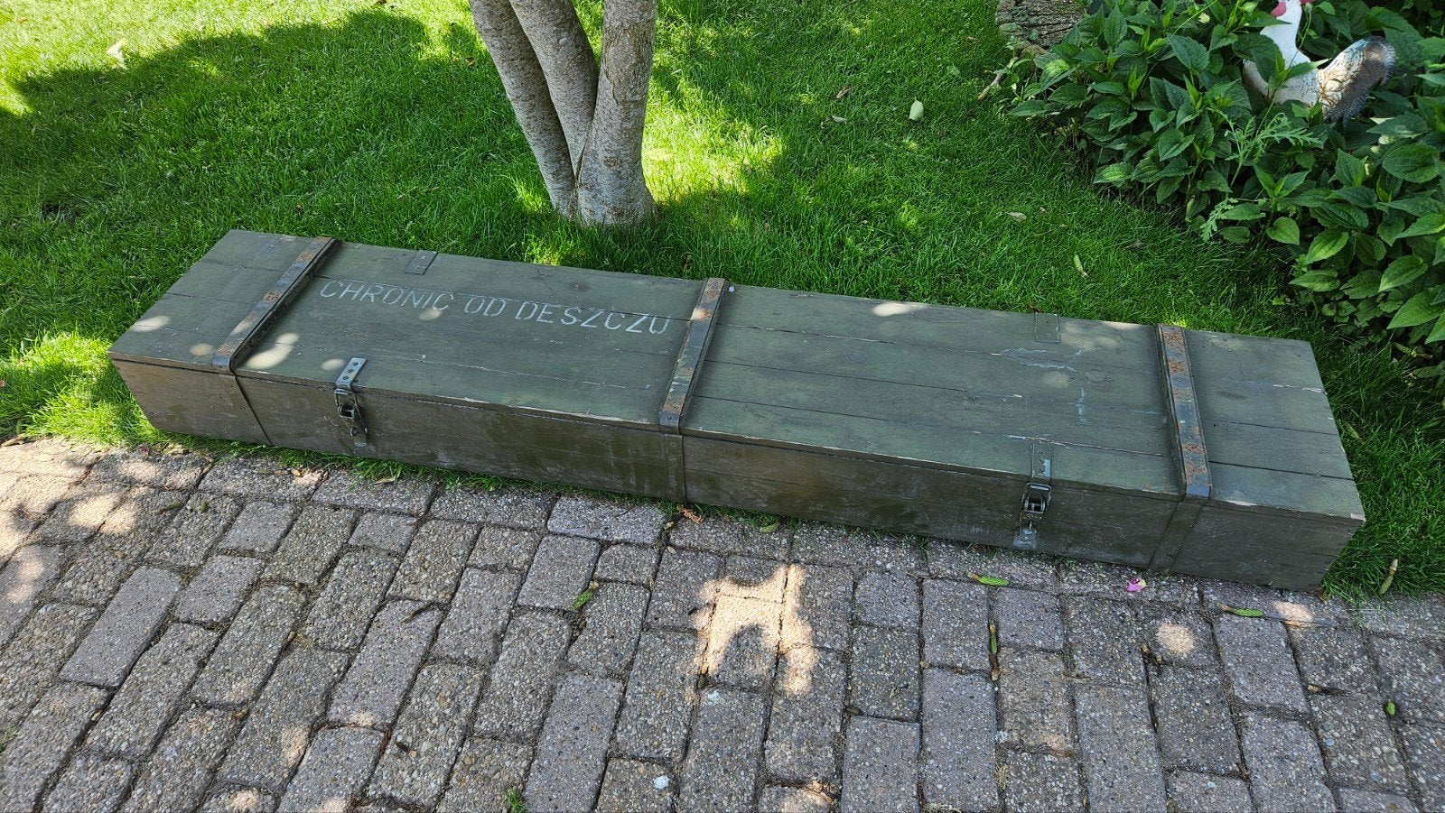 Vintage houten kist - Militair groen - Opbergkist, Ophalen