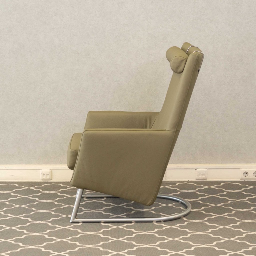 2x Montis Madonna fauteuils olijfgroen leder, Huis en Inrichting, Niet ingevuld, Niet ingevuld, Leer, Ophalen of Verzenden