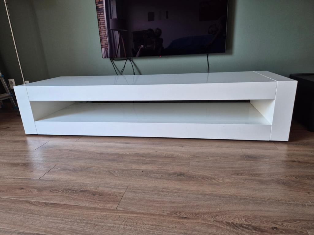 Mooie hoogglans witte TV kast - 197x60x40cm, Gebruikt, 150 tot 200 cm, Ophalen of Verzenden, Minder dan 100 cm