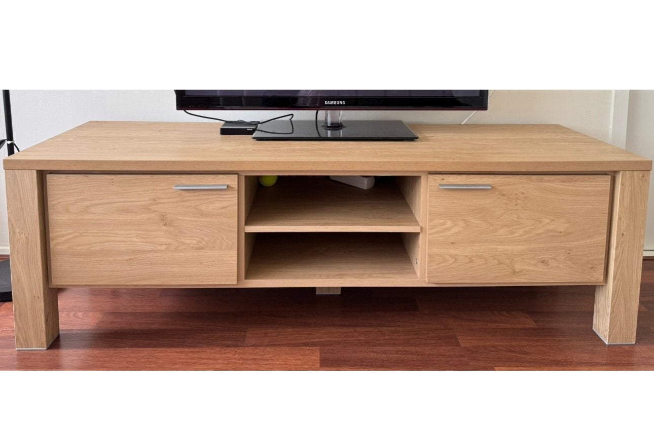 Tv meubel hout eiken, Ophalen, 150 tot 200 cm, Zo goed als nieuw, Minder dan 100 cm