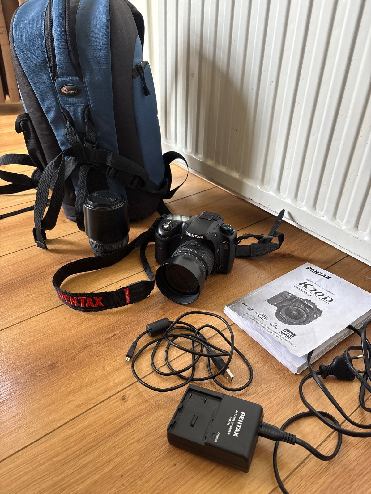 Pentax K10D Spiegelreflexcamera met lens en accessoires, Gebruikt, Spiegelreflex, Ophalen of Verzenden, Accu