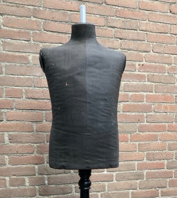 Antieke Paspop Heren, zwart bekleed, Ophalen of Verzenden, Gebruikt, Paspop