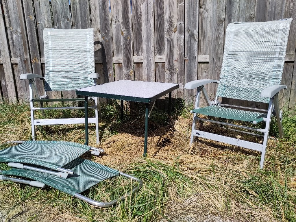 Dukdalf campingset / tuinset, Caravans en Kamperen, Kampeermeubelen, Ophalen, Zo goed als nieuw, Campingstoel