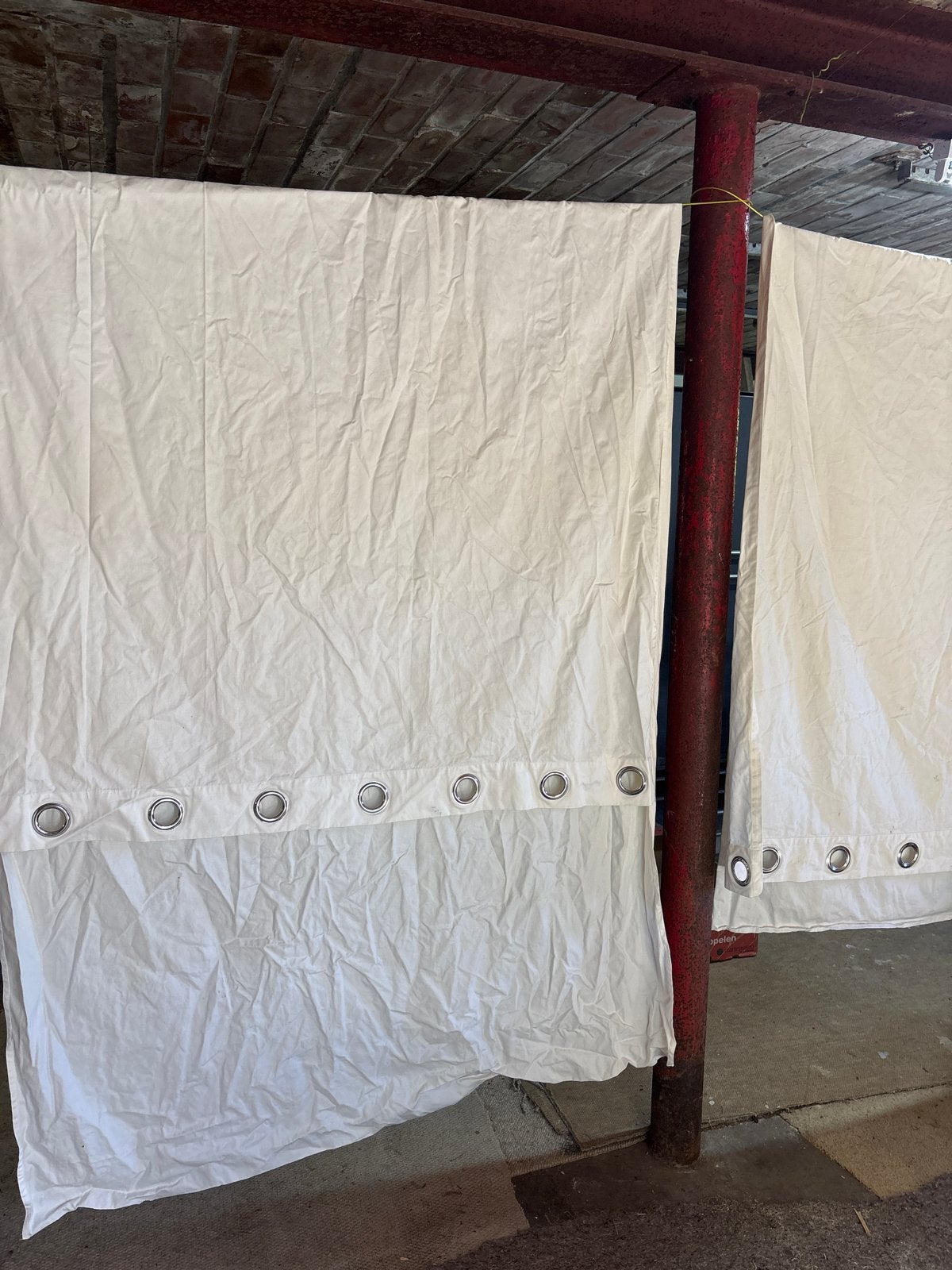 6 lange zware witte gordijnen met ringen, Ophalen, Met ringen, Gebruikt, Wit