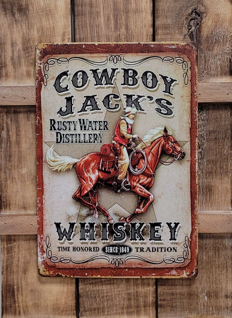 Cowboy Jack Whiskey paard reclamebord van metaal wandbord, Info@deconoord.nl, Deco Noord, Nieuw, Ophalen of Verzenden