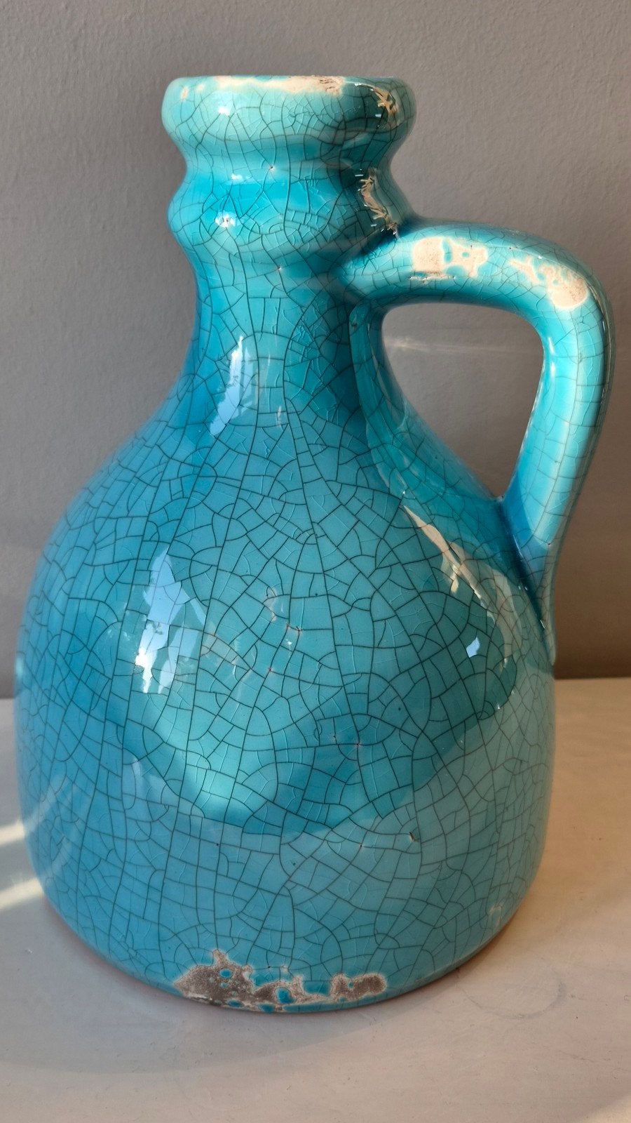 decoratieve vaas met craquelé 23 cm hoog, Ophalen, 23 cm, Blauw, Natuurlijk materiaal