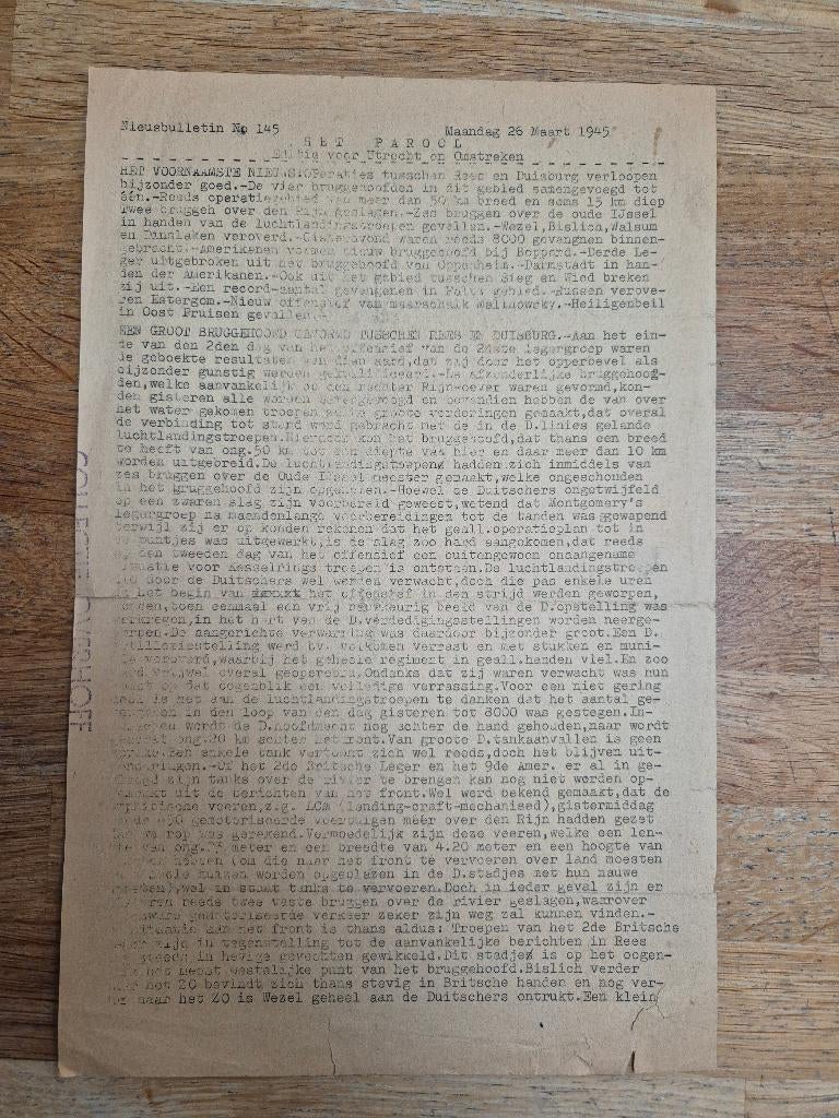 Wo2 illegale pers verzetskrant Het Parool, 26 maart 1945, Ophalen of Verzenden, Nederland, Boek of Tijdschrift