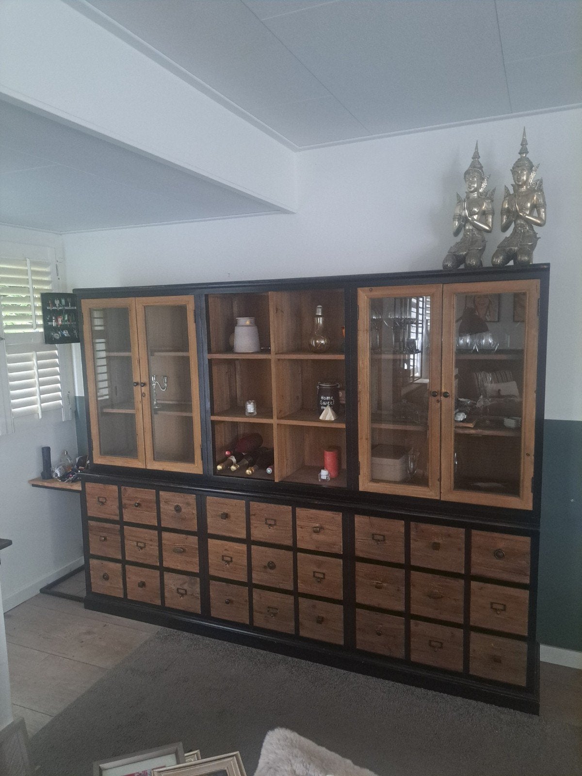 Apothekerskast / Vitrinekast/ Buffetkast met lades, Ophalen, 25 tot 50 cm, 150 tot 200 cm