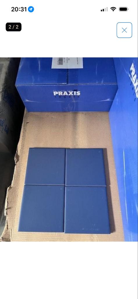 21 m² Jeans Blauwe Tegels Praxis 10x10 - Nieuw in doos, Ophalen, Nieuw, Minder dan 20 cm, 10 m² of meer