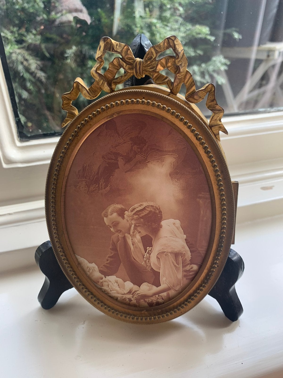 ** Frans ** oude dubbele bronzen fotolijst**, Ophalen of Verzenden